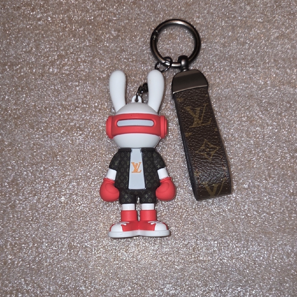 Custom Black and Red Bunny Keychain